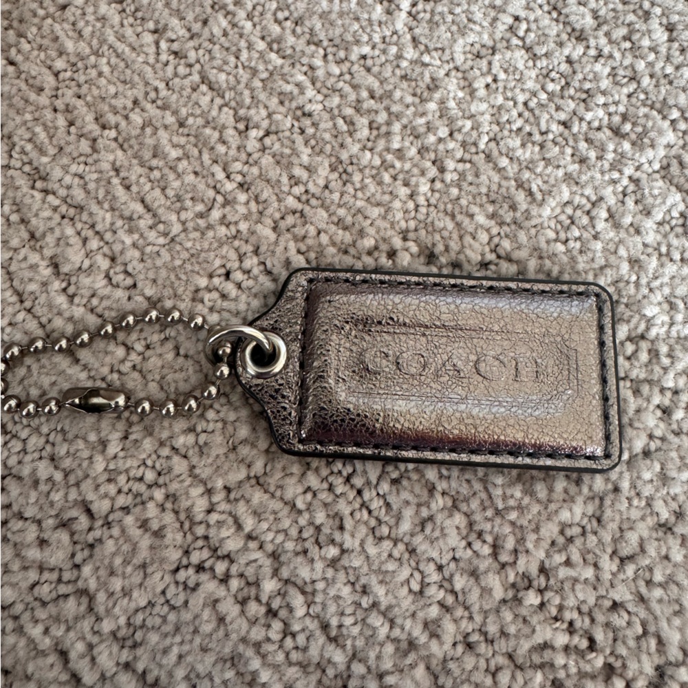 Coach Poppy Silver Metallic Keychain/Hang Tag